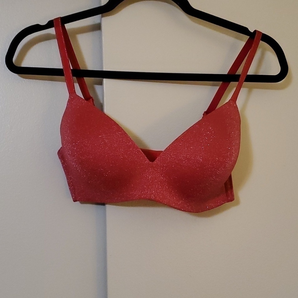 b.tempt'd red and silver metallic bra Size 32 DD